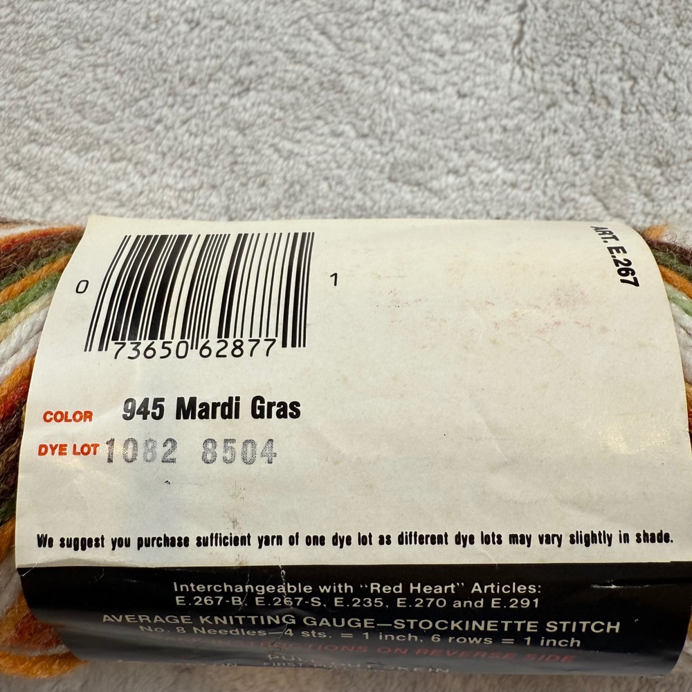 Red Heart 4 Ply Hand Knitting Yarn Mardi Gras Color E.267 Acrylic Fiber - Picture 4 of 5